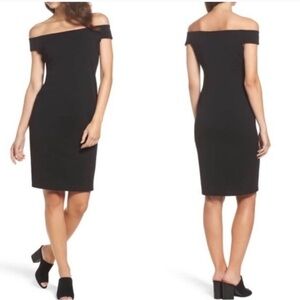 Eliza J Black Off-Shoulder Sheath Dress
